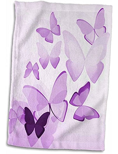 3dRose Pretty Transparent Purple Butterflies Hand/Sport Towel 0