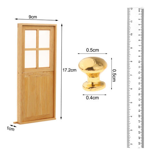 Porta De Casa De Bonecas 1:12 Com Maçaneta, Móveis De Casa 1