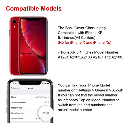 Tapa Trasera De Repuesto Para iPhone XR Rojo 5