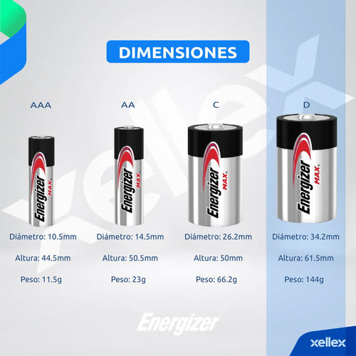 6 X Pilas Alcalinas Grande Tipo D Energizer Max Blister 1