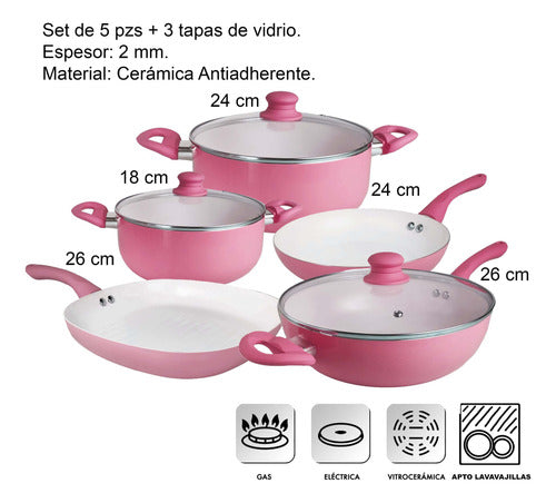 Carol Non-Stick Ceramic Cookware Set 8 Pieces 1