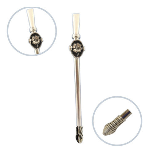 Nickel-Plated Bronze Straw with Pendant and Spring - Pack of 12 1