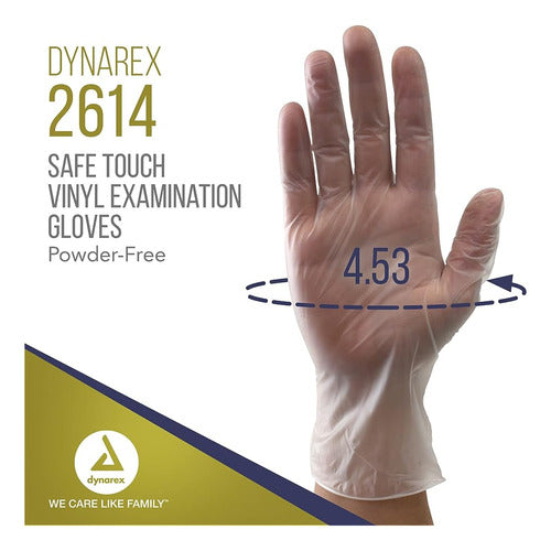 Dynarex Safe-Touch Disposable Vinyl Exam Gloves 1