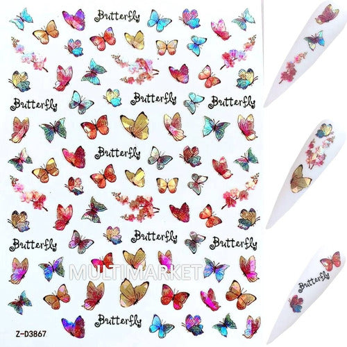 Self-Adhesive Nail Stickers - Butterflies - Nail Art 121