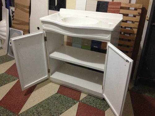 Mueble De Marmolina Para Baño Color Blanco Con Lavatorio 1