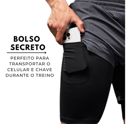 Bermuda 2 Em 1 Dry Fit   Esportiva Masculina 4