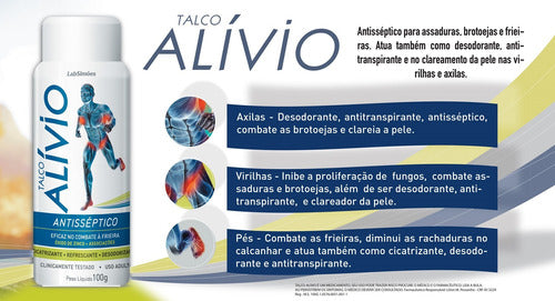 Talco Alivio Antisséptico Desodorante Antitranspirante 1