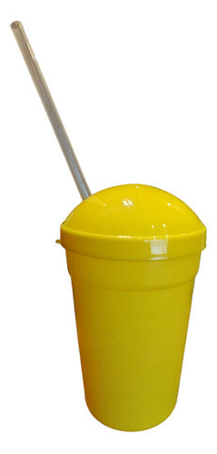 Tienda Almar Colorful Plastic Cups with Lid and Straw Pack of 10 0