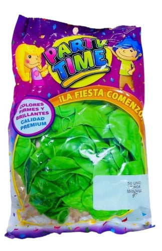 Globos Lisos Verde Manzana X 50 U Partytime Latex 9 PuLG 1