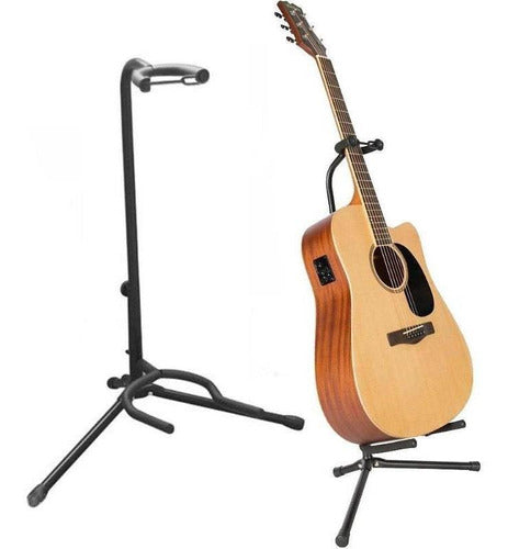 Soporte Pie Para Guitarra O Bajo Atril Metalico Cuello Base 1