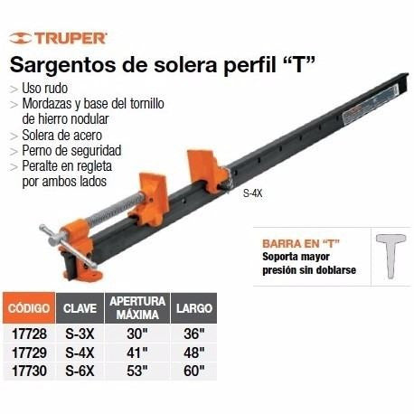 Sargento De Carpintero En T 1200mm Truper S-4x 1