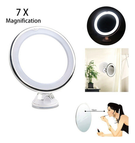 RUIMIO 7x Magnification Adjustable Lighted 360 Cosmetic Mirror 1