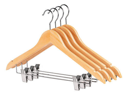 Wooden Hangers with Clips for Skirts and Pants - Pack of 3 Units 0