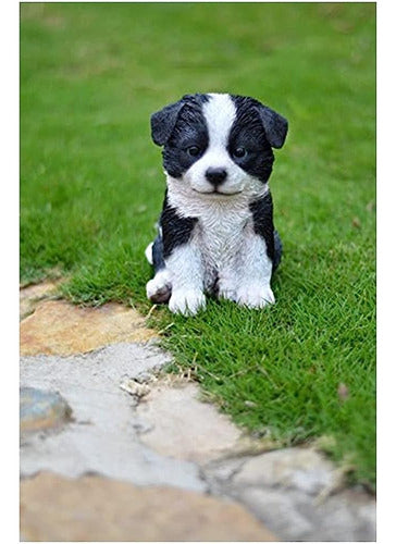 Hi-Line Gift Ltd Border Collie Puppy Statue Sitting, Height 6.75" 1