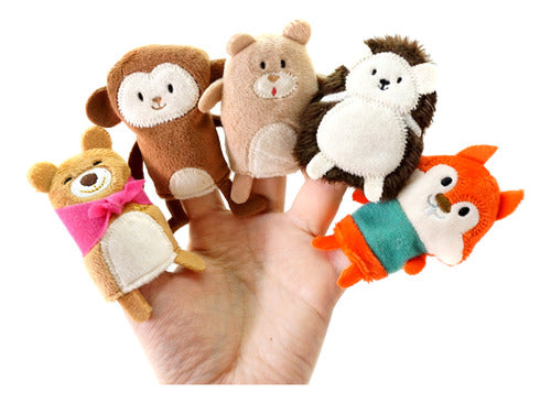 Atrapacuentos Titere Dedo Set Animales Selva Peluche X5 Cuento Juego 0