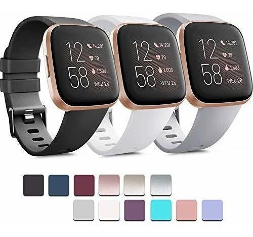 3 Mallas Para Fitbit Versa/2/lite Small Negro/gris/bco. 0