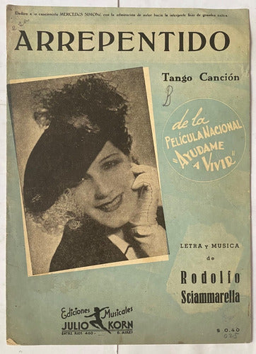 Antigua Partitura De Tango, R. Sciammarella, Arrepentido  Mv 0