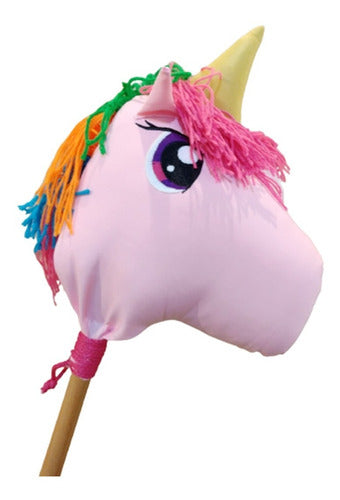 Wooden Stick Horse for Riding Fabric Various Colors 12