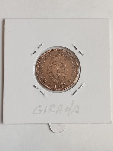 Argentina 1945. Moneda De 2 Centavos Cobre C/error De Giro!! 3