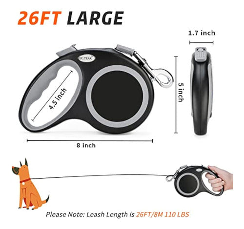 EC.Teak Retractable Dog Leash, 26 Feet 1