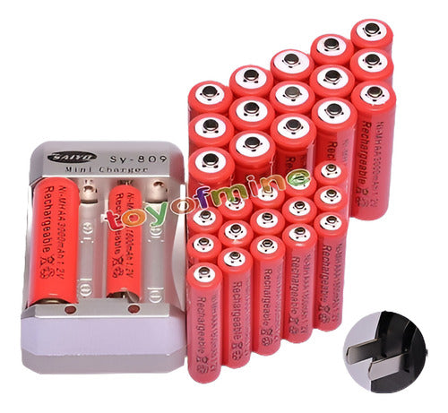 16pcs Aa 3000mah + 16pcs Aaa 1800mah Ni-mh Recargable Baterí 0