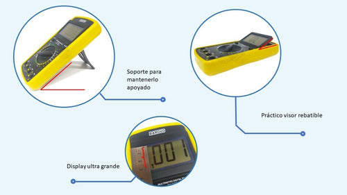 Barovo Tester Multimetro Digital Display Amplio + Bateria 9v 1