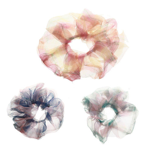 Lucy and Sky Colita Scrunchies for Hair - Checkered Tulle - Dozen Wholesale 0