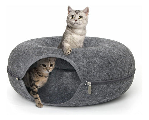 Everest.uy Oval Felt Cat Bed with Zipper 50 cm 0