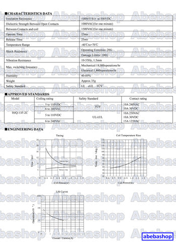 Abebashop Relay Bobina 48VAC 10A 250V 2 Inversores R Coil 735E 4