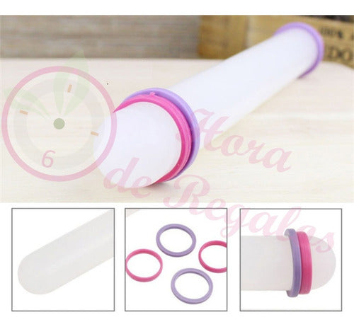 Adjustable 33cm Rolling Pin with Silicone Rings Pastry Dough Baking 1