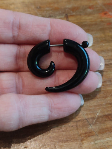 Acrylic Steel Spiral Fake Expander Horn Earrings Piercing 3-4 cm 24
