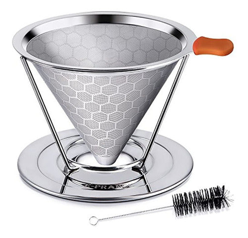 E-prance Stainless Steel Coffee Filter with Honeycomb Design, Reusable 0