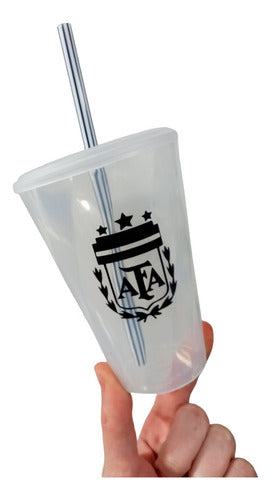 40 Mundial Plastic Cups with Logo & Straw - 400cc Souvenirs 1