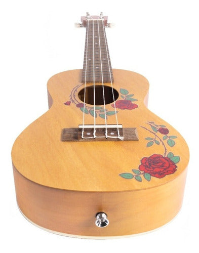 Bamboo Ukelele Concert U-23 Roses - Includes Case and Pick 6