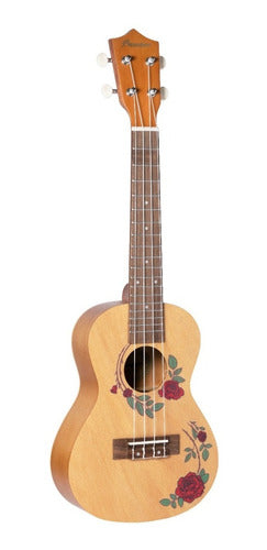 Bamboo Ukelele Concert U-23 Roses - Includes Case and Pick 3