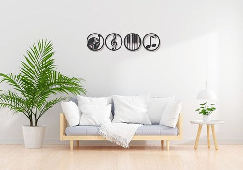 Music Quadriptych Wall Art Home Decoration Cutout MDF 3