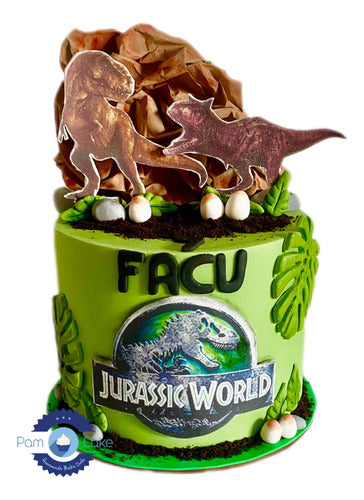 Pamcakehouse Torta Jurassic World Verde Rex Carnotaurus Artesanal 0