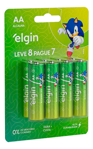 08 Pilhas Aa Pequena Alcalina Longa Duração Elgin 1 Cartela 0