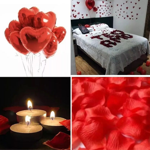 Kit Romántico 500 Pétalos + 10 Velas + 7 Globos + Te Amo 2