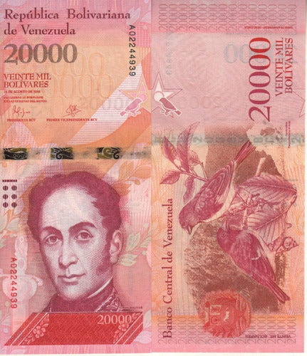 Venezuela Billete 20.000 Bols. Fs. Serie A 2017 - P99 - Unc 0