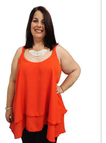 Simona Y Sus Petates Black Layered Chiffon Tank Top - Plus Sizes 1