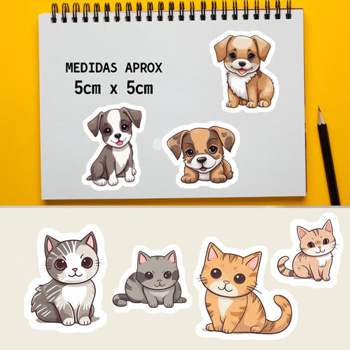 Stickers Autoadhesivos Perritos Y Gatitos Waterproof  X 45u 2