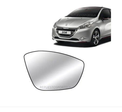 Mirror Glass with Base and Frame Peugeot 208 2008 Left Side 0