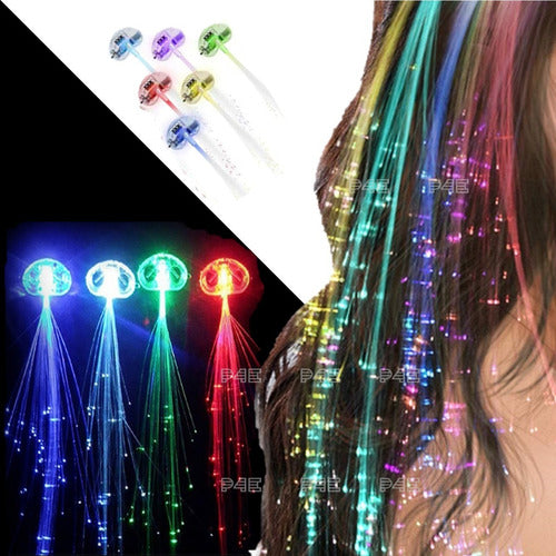 Extensiones Pelo Luminosa Led Colores Surtidos Cotillon X 5u 1