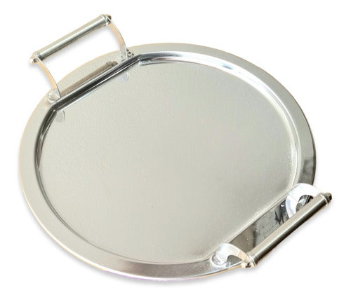 Stainless Steel Circular Tray with Handles 1