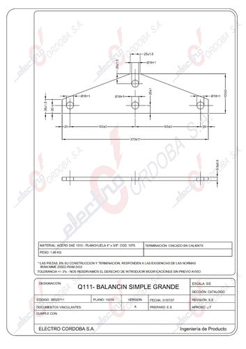 Electro Córdoba SA Q 111 - Balancín Simple Grande -38525711 - 1