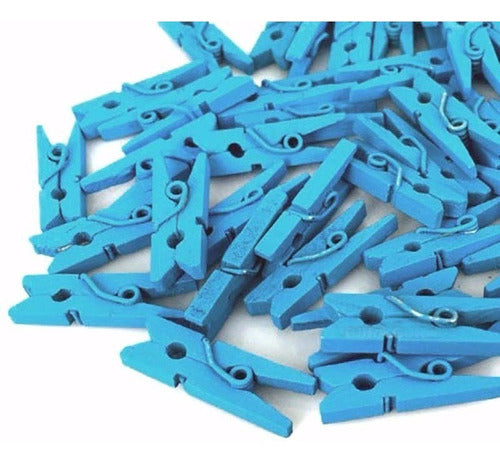 Set of 50 Wood Mini Color Clips / Souvenir 0