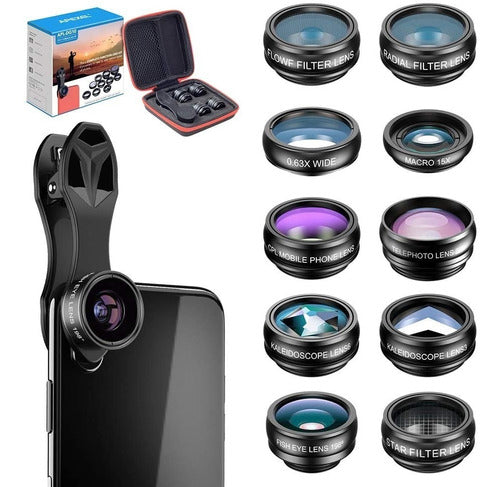 Kit Fotografía 10 Lentes Celular + Accesorios Macro Zoom 0