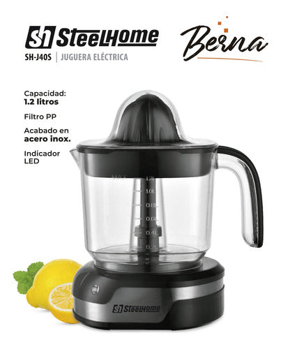 Steel Home Exprimidor Sh-J40S Berna 40W 1.2L Stainless Steel 1