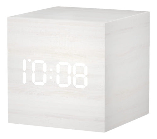 WulaWindy Wood Alarm Clock Digital LED Light Minimalist Mini Cube 0